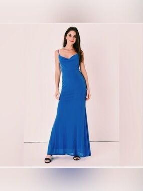 Lulus NWTS Shimmering Blue Maxi Dress XS